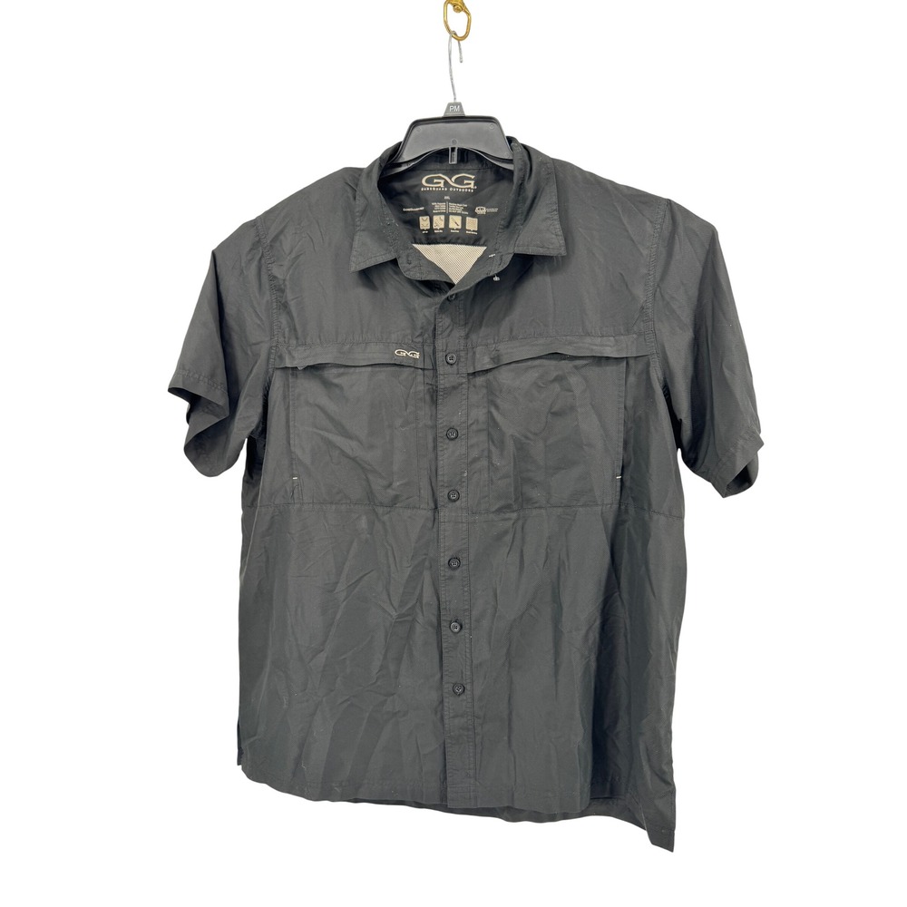 GameGuard Outdoors Fishing Shirt Mens 2XL Black Vented UPF 30+ Short Sleeve 8851